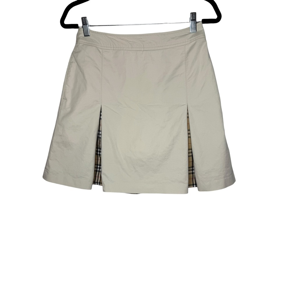 Burberry Golf Skort Beige Tan Nova Check Pleated Mini Skirt Women Size 6